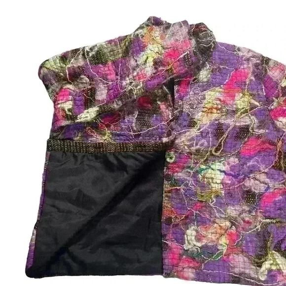 VINTAGE CHICO'S Artsy Bohochic Wool Abstract Multi-Color Jacket Blazer Size 3 - Picture 6 of 7